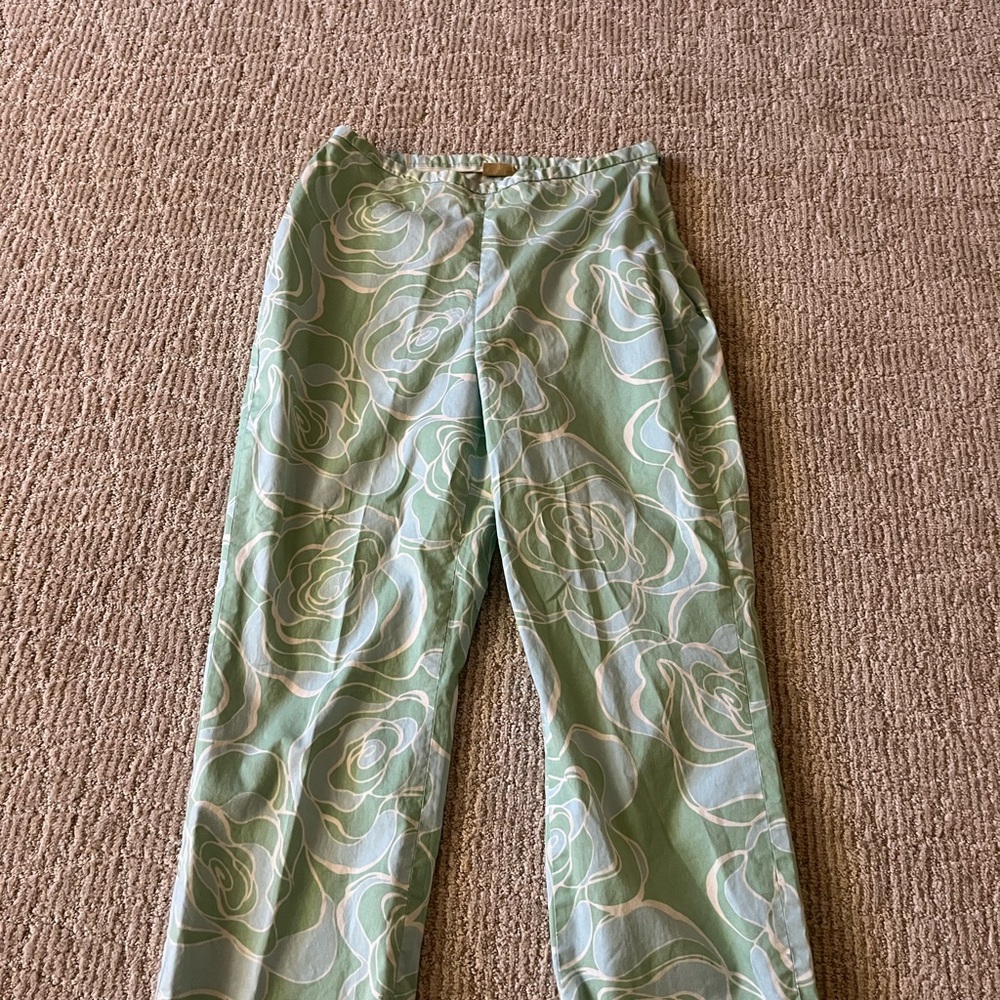 Floral Patterned Green Pants